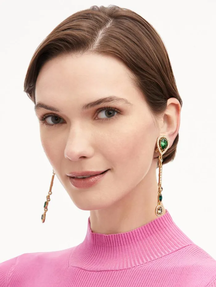 Women Oscar De La Renta Earrings Teardrop Strand ClipOn Earrings Green Multi Women Oscar De La Renta Earrings Teardrop Strand ClipOn Earrings Green Multi