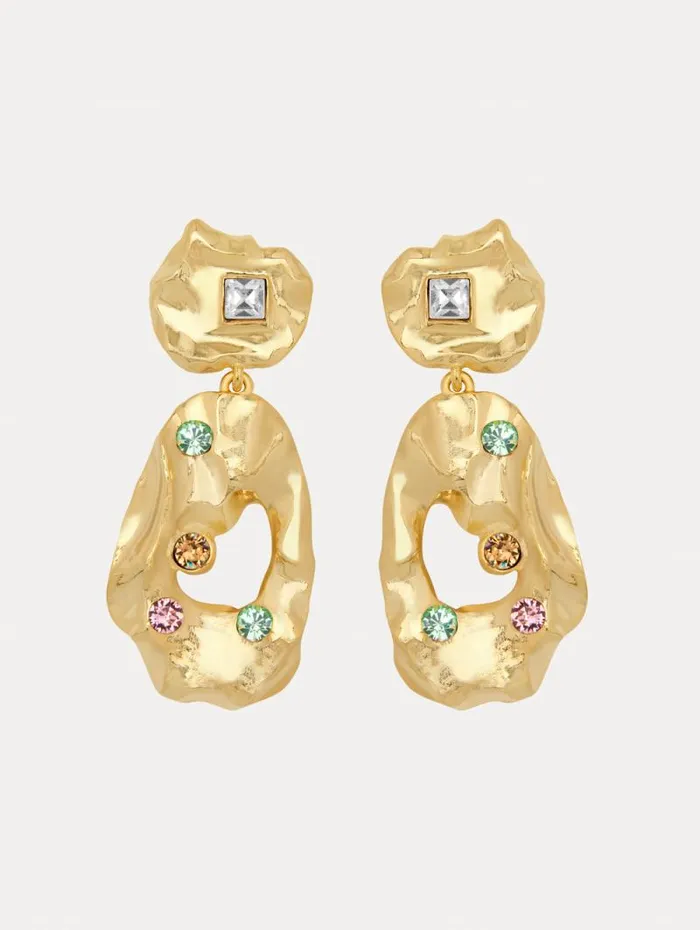 Women Oscar De La Renta Earrings Textured Metal Drop Earrings Multi