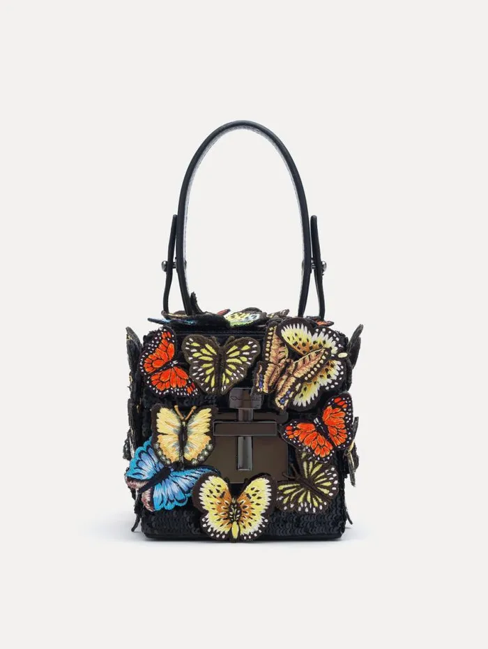 Women Oscar De La Renta Handbags Butterfly Appliqu Alibi Cube Black Multi