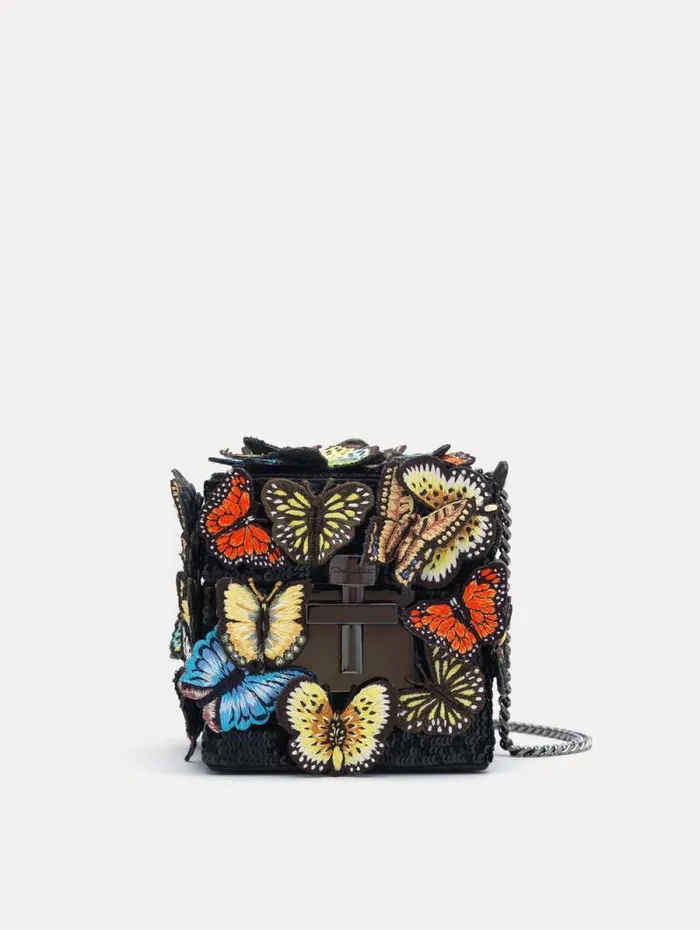 Women Oscar De La Renta Handbags Butterfly Appliqu Alibi Cube Black Multi Women Oscar De La Renta Handbags Butterfly Appliqu Alibi Cube Black Multi