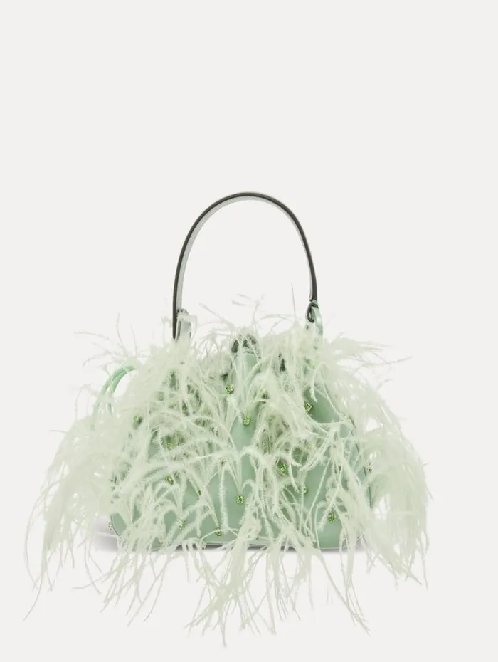 Women Oscar De La Renta Handbags Ostrich Feather O Handle Bag Willow Women Oscar De La Renta Handbags Ostrich Feather O Handle Bag Willow