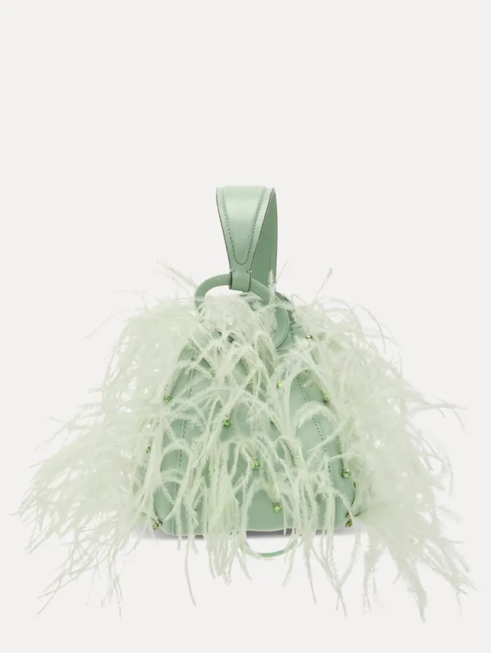 Women Oscar De La Renta Handbags Ostrich Feather O Handle Bag Willow Women Oscar De La Renta Handbags Ostrich Feather O Handle Bag Willow