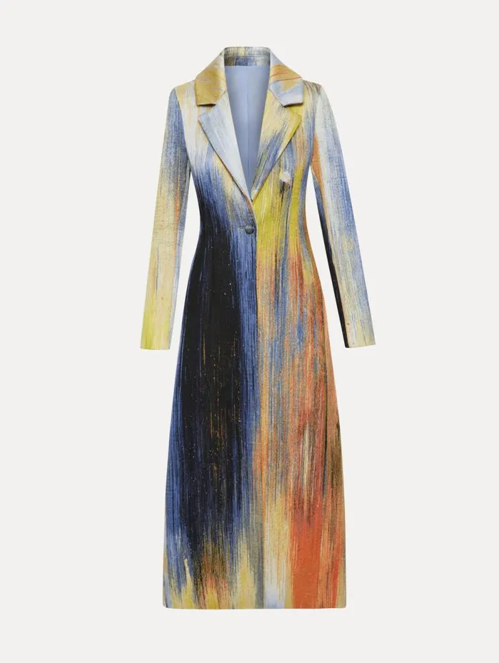Women Oscar De La Renta Jackets and Coats Abstract Brushstroke Jacquard Coat Calendula Multi Women Oscar De La Renta Jackets and Coats Abstract Brushstroke Jacquard Coat Calendula Multi