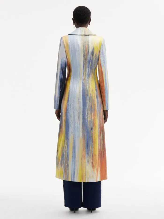 Women Oscar De La Renta Jackets and Coats Abstract Brushstroke Jacquard Coat Calendula Multi Women Oscar De La Renta Jackets and Coats Abstract Brushstroke Jacquard Coat Calendula Multi