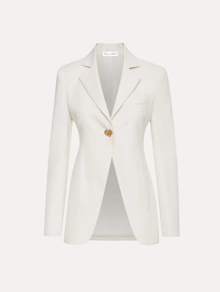 Women Oscar De La Renta Jackets and Coats Button Detail SingleBreasted Blazer Ivory Women Oscar De La Renta Jackets and Coats Button Detail SingleBreasted Blazer Ivory