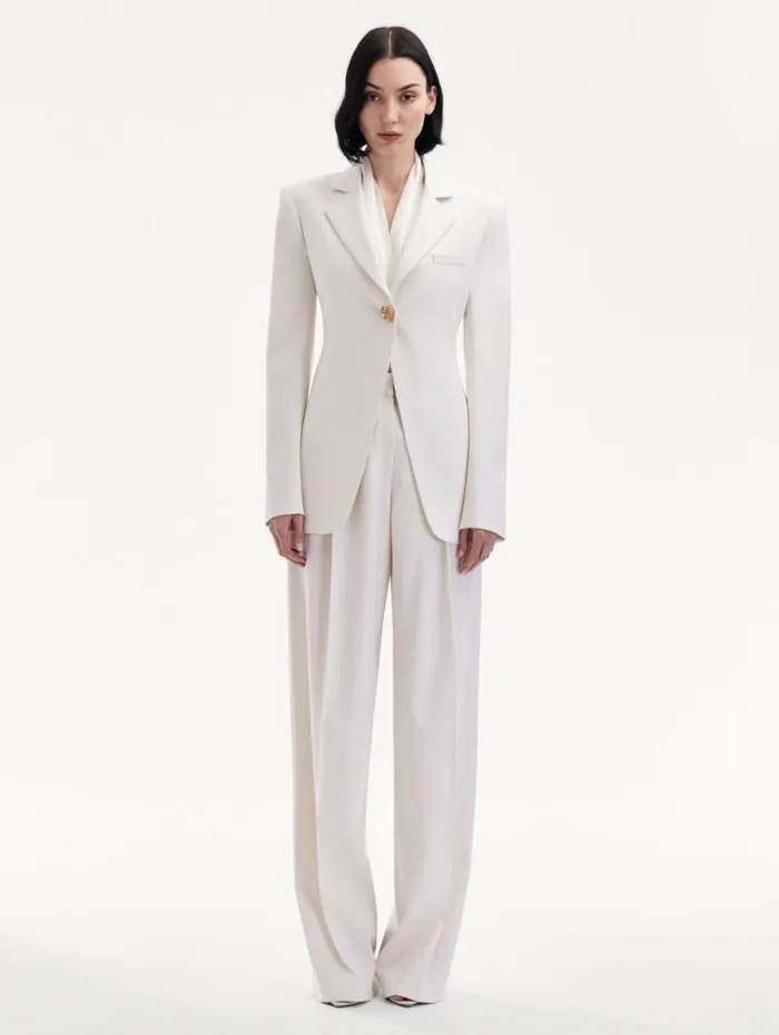 Women Oscar De La Renta Jackets and Coats Button Detail SingleBreasted Blazer Ivory Women Oscar De La Renta Jackets and Coats Button Detail SingleBreasted Blazer Ivory