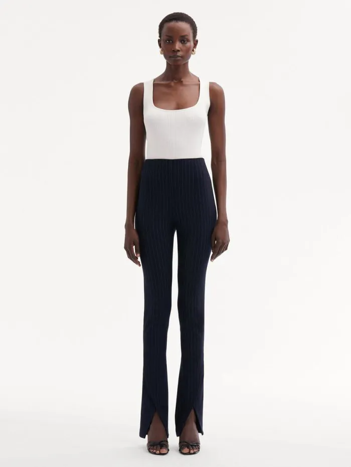 Women Oscar De La Renta Pants and Skirts Pinstriped Pant Navy and White