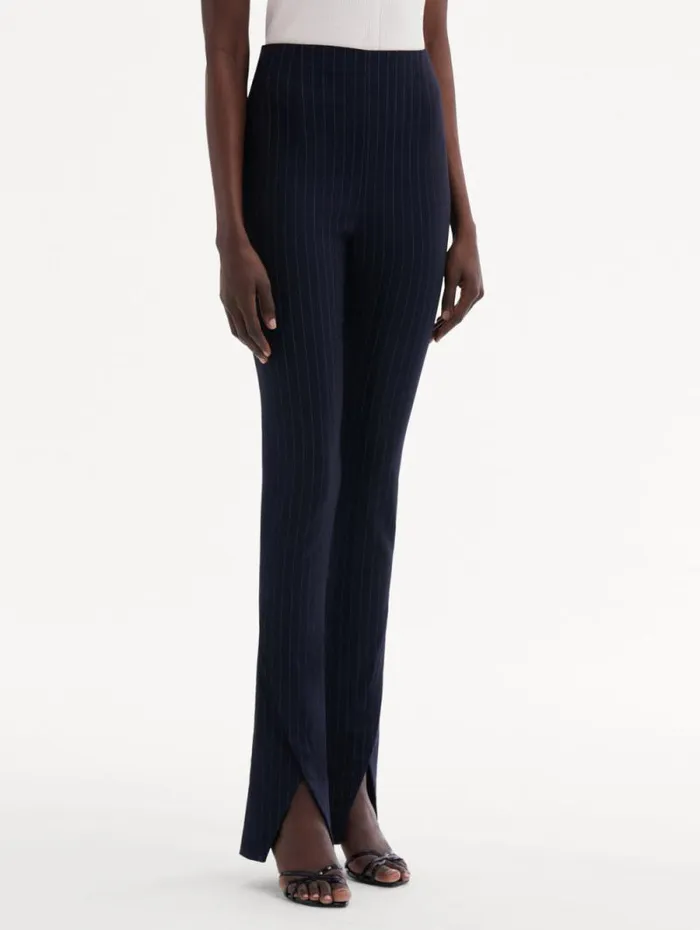 Women Oscar De La Renta Pants and Skirts Pinstriped Pant Navy and White