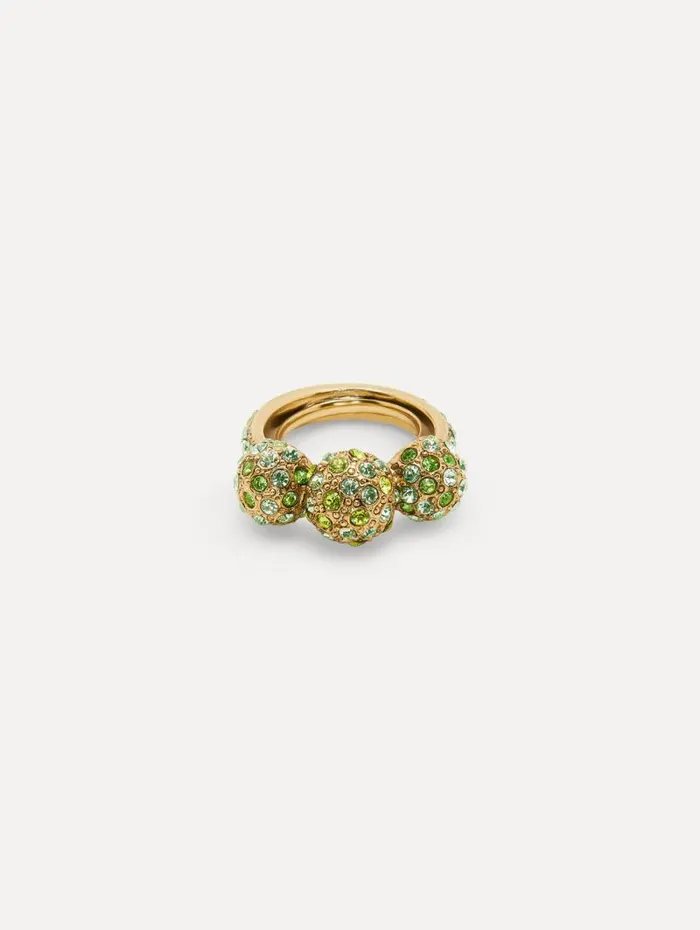 Women Oscar De La Renta Rings Triple Sphere Crystal Ring Green Multi