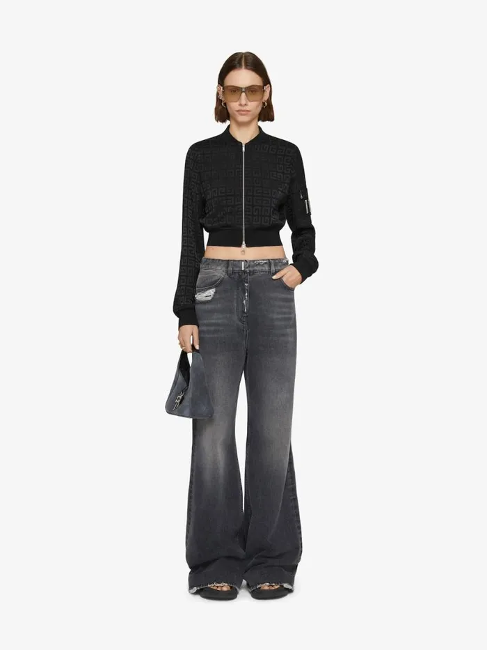 Women Outerwear and Blousons Givenchy Cropped Bomber Jacket In 4G Jacquard Black Women Outerwear and Blousons Givenchy Cropped Bomber Jacket In 4G Jacquard Black