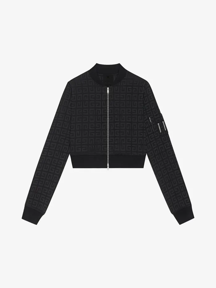 Women Outerwear and Blousons Givenchy Cropped Bomber Jacket In 4G Jacquard Black