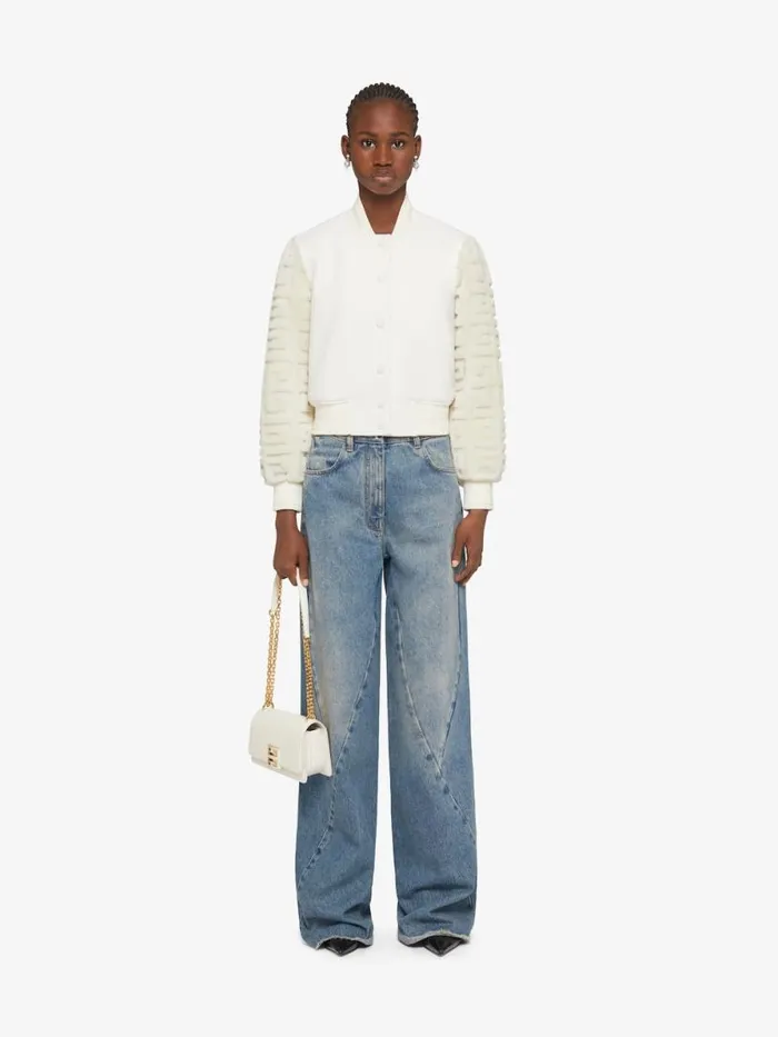 Women Outerwear and Blousons Givenchy Cropped Varsity Jacket In Wool And 4G Fur White Women Outerwear and Blousons Givenchy Cropped Varsity Jacket In Wool And 4G Fur White