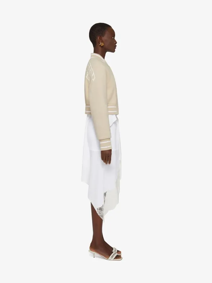 Women Outerwear and Blousons Givenchy Cropped Varsity Jacket In Wool Beigewhite