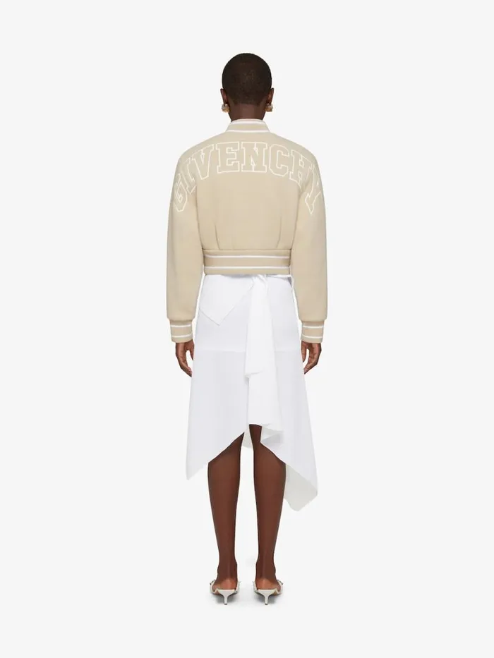 Women Outerwear and Blousons Givenchy Cropped Varsity Jacket In Wool Beigewhite
