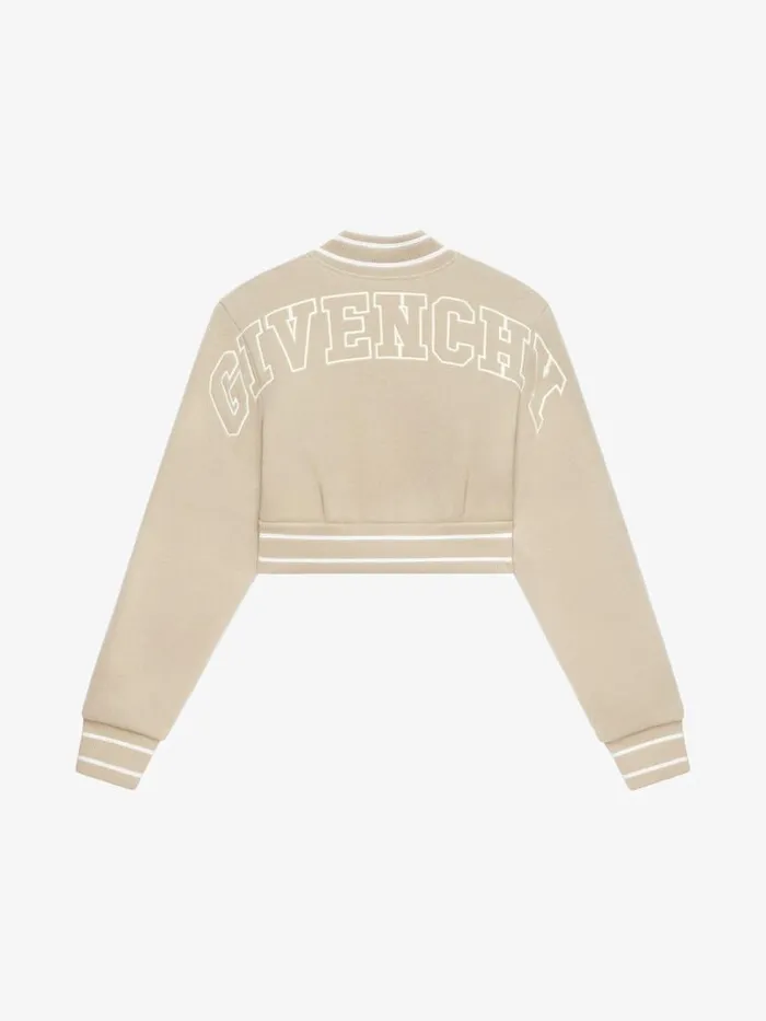 Women Outerwear and Blousons Givenchy Cropped Varsity Jacket In Wool Beigewhite