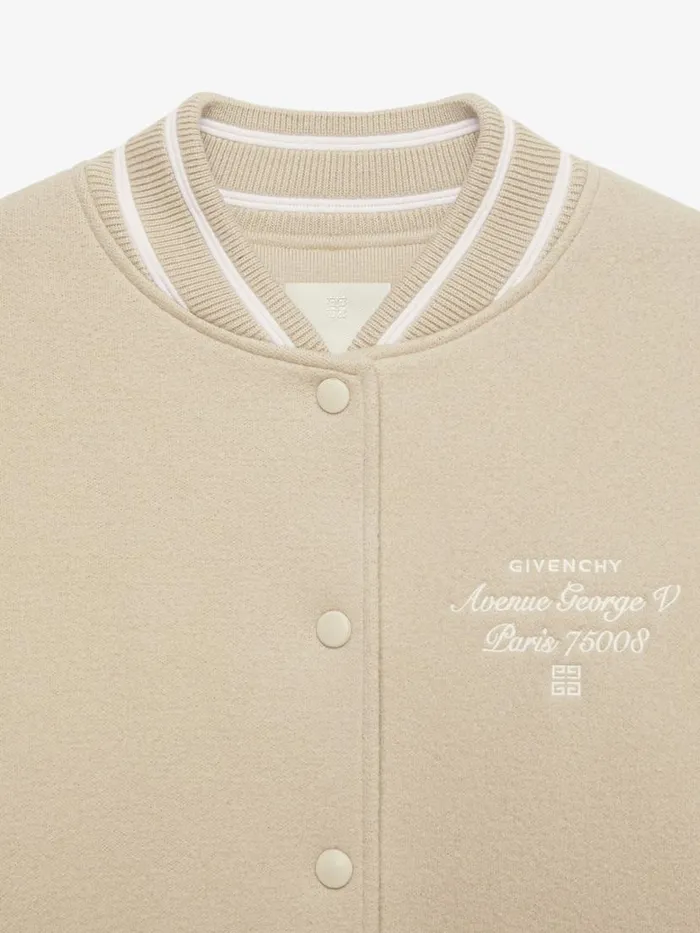 Women Outerwear and Blousons Givenchy Cropped Varsity Jacket In Wool Beigewhite