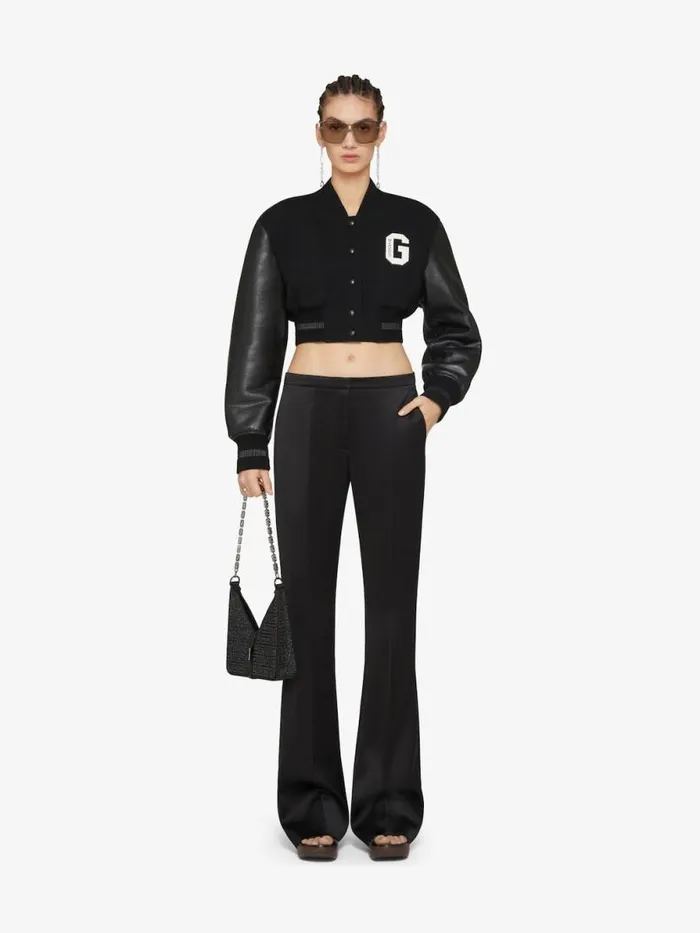 Women Outerwear and Blousons Givenchy GIVENCHY College Cropped Varsity Jacket In Wool And Leather Blackwhite Women Outerwear and Blousons Givenchy GIVENCHY College Cropped Varsity Jacket In Wool And Leather Blackwhite