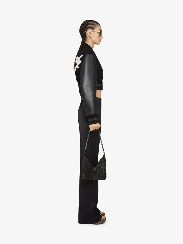 Women Outerwear and Blousons Givenchy GIVENCHY College Cropped Varsity Jacket In Wool And Leather Blackwhite
