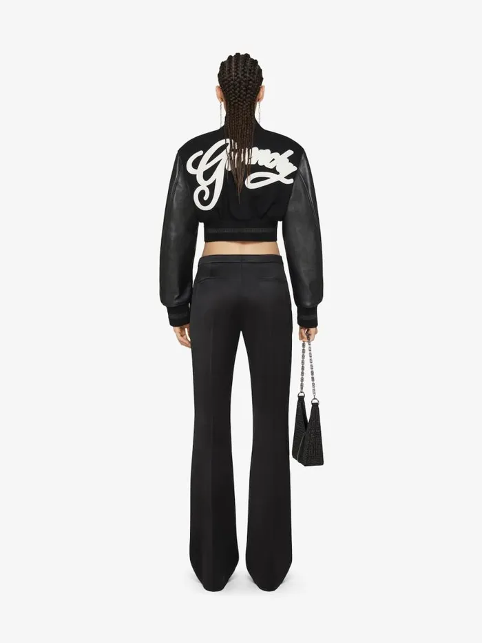 Women Outerwear and Blousons Givenchy GIVENCHY College Cropped Varsity Jacket In Wool And Leather Blackwhite