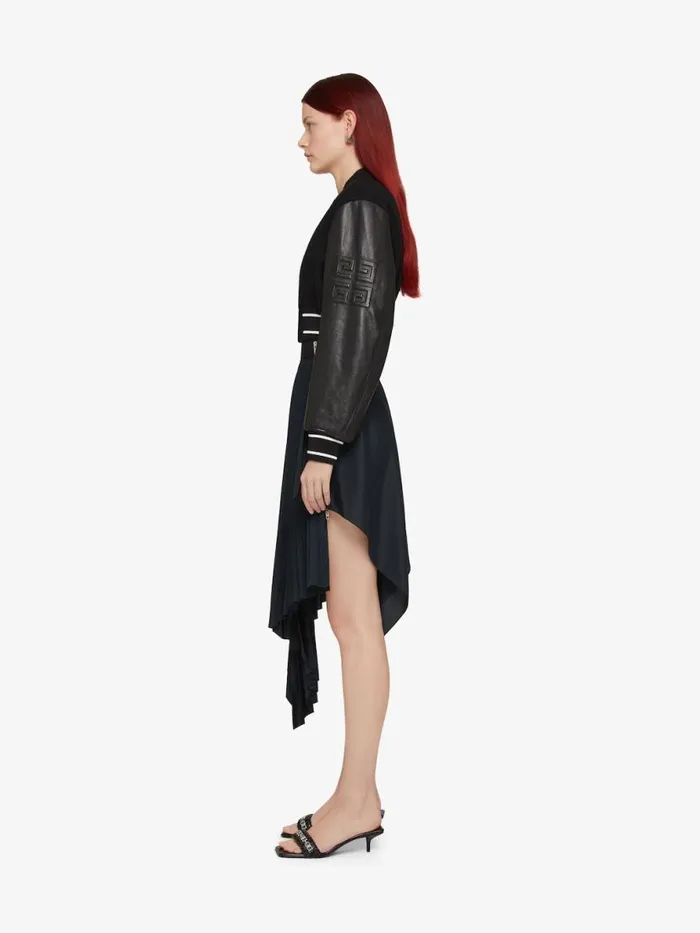 Women Outerwear and Blousons Givenchy GIVENCHY Cropped Varsity Jacket In Wool And Leather Blackwhite