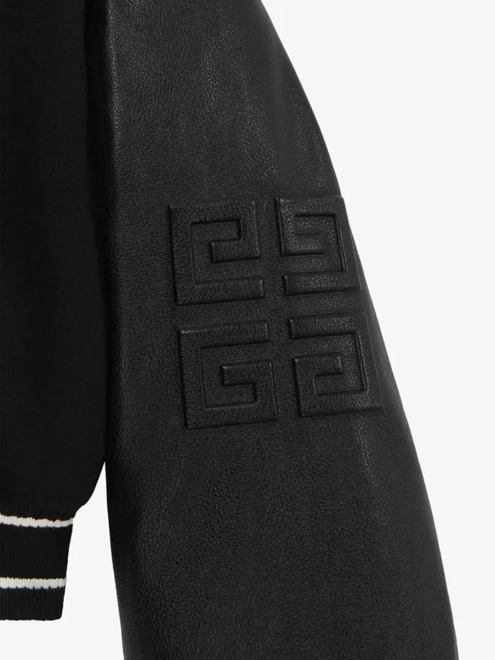 Women Outerwear and Blousons Givenchy GIVENCHY Cropped Varsity Jacket In Wool And Leather Blackwhite