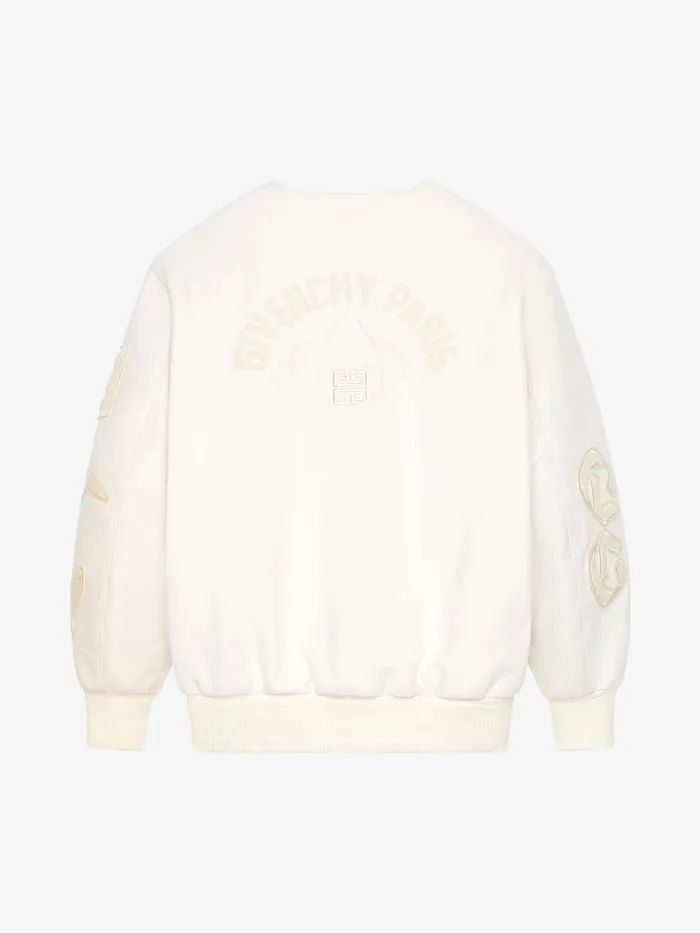 Women Outerwear and Blousons Givenchy GIVENCHY Oversized Varsity Jacket In Wool And Leather Ivory Women Outerwear and Blousons Givenchy GIVENCHY Oversized Varsity Jacket In Wool And Leather Ivory