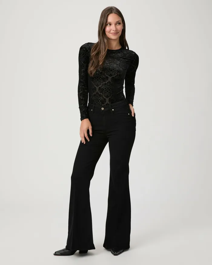 Women PAIGE Charlie 32 Inch Flare Jean 8211 Black Shadow Flare