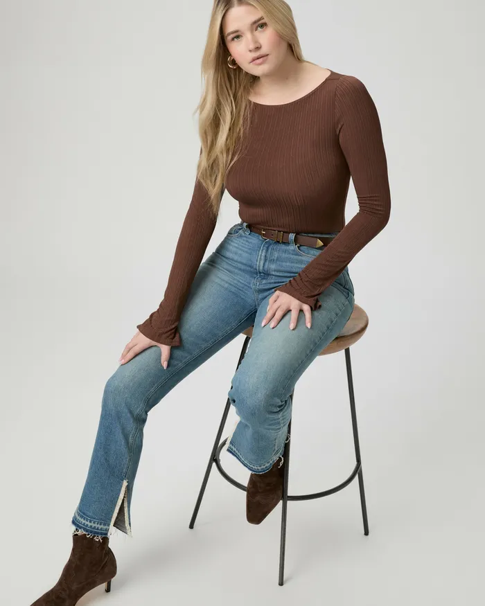 Women PAIGE Flaunt Denim Knockout Straight Jean 8211 Riff Denim