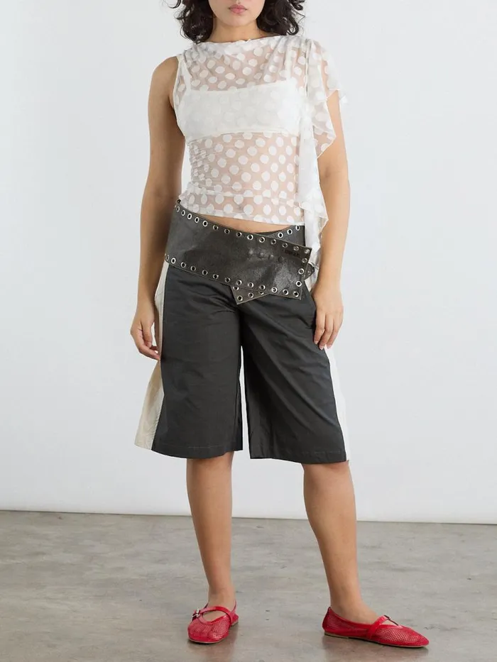 Women Paneles Short Charcoal Stripe Lisa Says Gah Shorts
