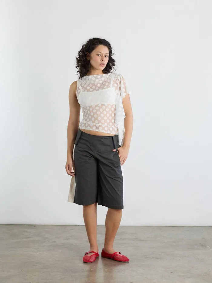 Women Paneles Short Charcoal Stripe Lisa Says Gah Shorts