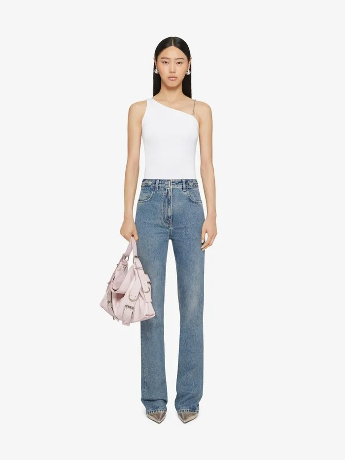 Women Pants and Shorts Givenchy Boot Cut Pants In Denim With Chain Details Medium Blue Women Pants and Shorts Givenchy Boot Cut Pants In Denim With Chain Details Medium Blue
