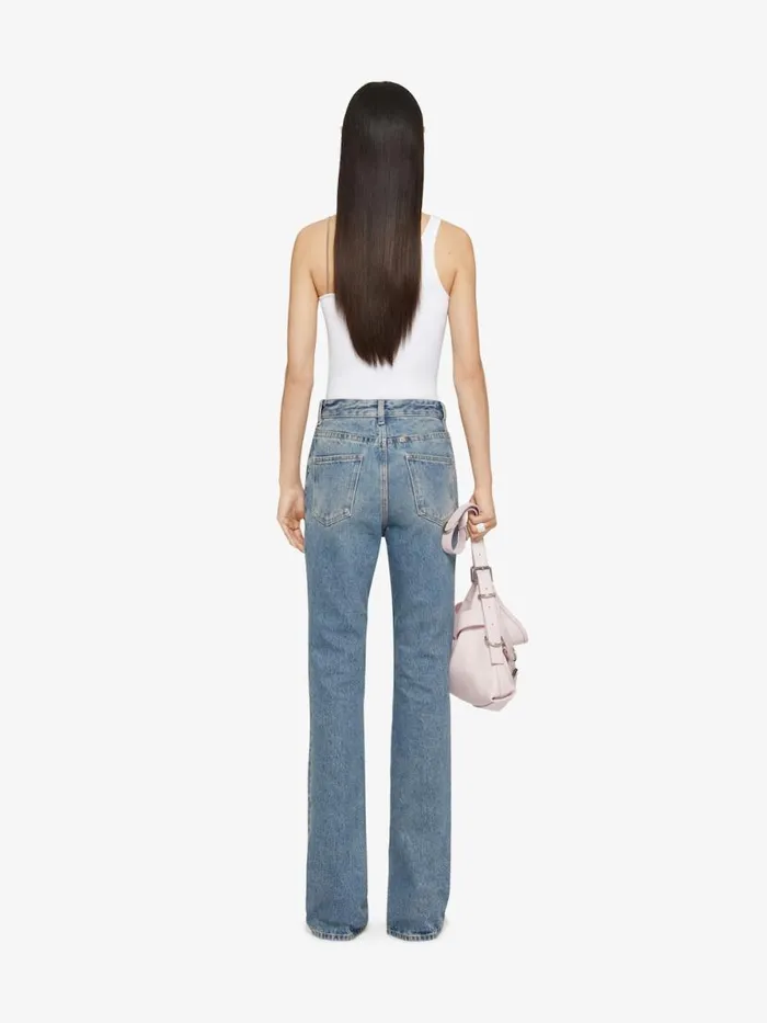 Women Pants and Shorts Givenchy Boot Cut Pants In Denim With Chain Details Medium Blue