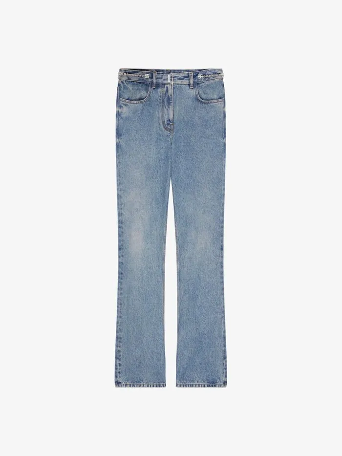 Women Pants and Shorts Givenchy Boot Cut Pants In Denim With Chain Details Medium Blue