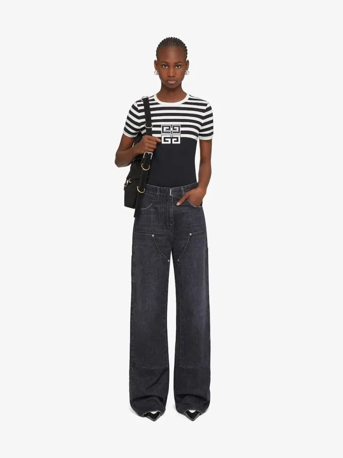 Women Pants and Shorts Givenchy Oversized Jeans In Denim With Patches Faded Black