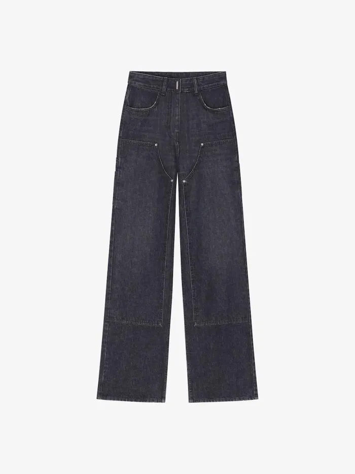 Women Pants and Shorts Givenchy Oversized Jeans In Denim With Patches Faded Black