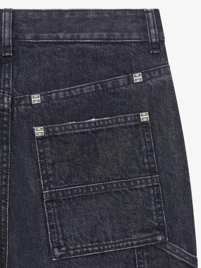 Women Pants and Shorts Givenchy Oversized Jeans In Denim With Patches Faded Black