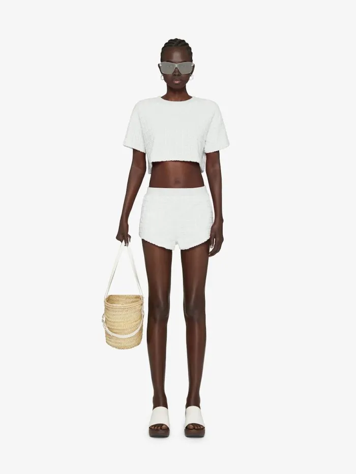 Women Pants and Shorts Givenchy Shorts In 4G Cotton Towelling White
