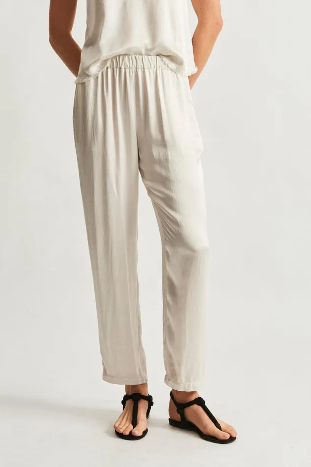 Women Pebble Satin Dirty White Fez Pant Raquel Allegra Bottoms