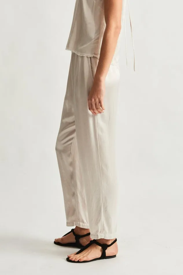 Women Pebble Satin Dirty White Fez Pant Raquel Allegra Bottoms