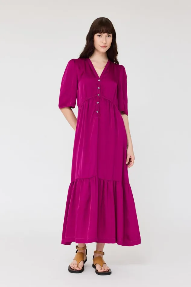 Women Pebble Satin Magenta Perfect Dress Raquel Allegra Dresses