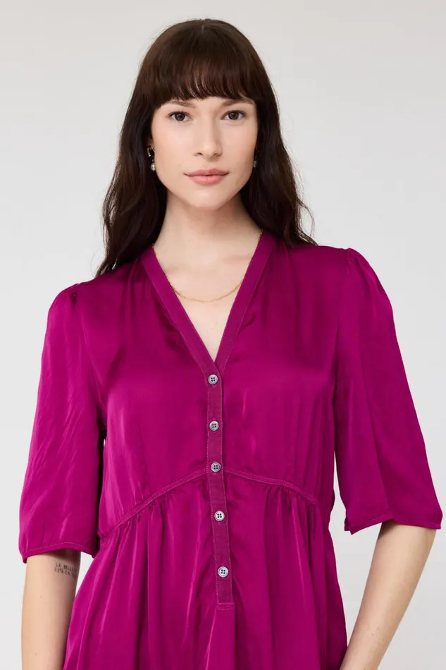 Women Pebble Satin Magenta Perfect Dress Raquel Allegra Dresses
