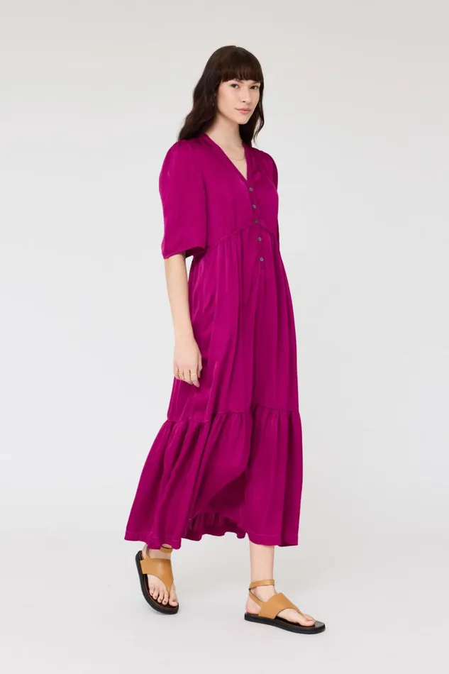 Women Pebble Satin Magenta Perfect Dress Raquel Allegra Dresses
