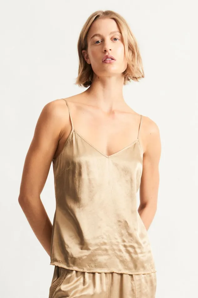 Women Pebble Satin Sand Mona Cami Raquel Allegra Tops