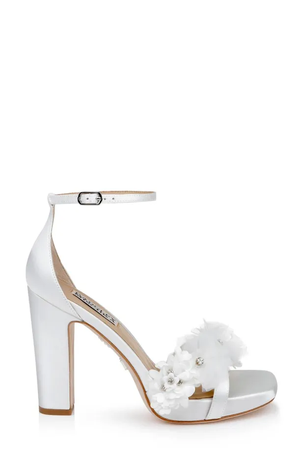 Women Platform Badgley Mischka Joanna Block Heel Sandals White