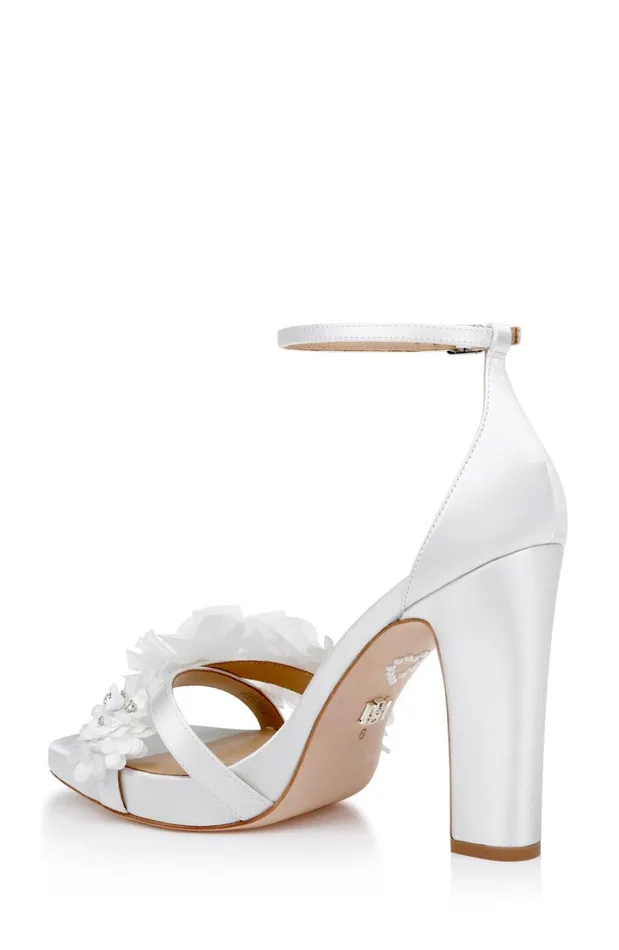 Women Platform Badgley Mischka Joanna Block Heel Sandals White