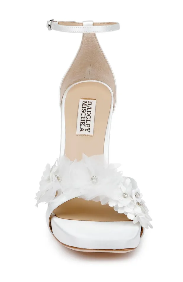 Women Platform Badgley Mischka Joanna Block Heel Sandals White