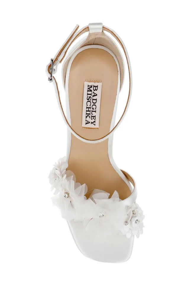 Women Platform Badgley Mischka Joanna Block Heel Sandals White