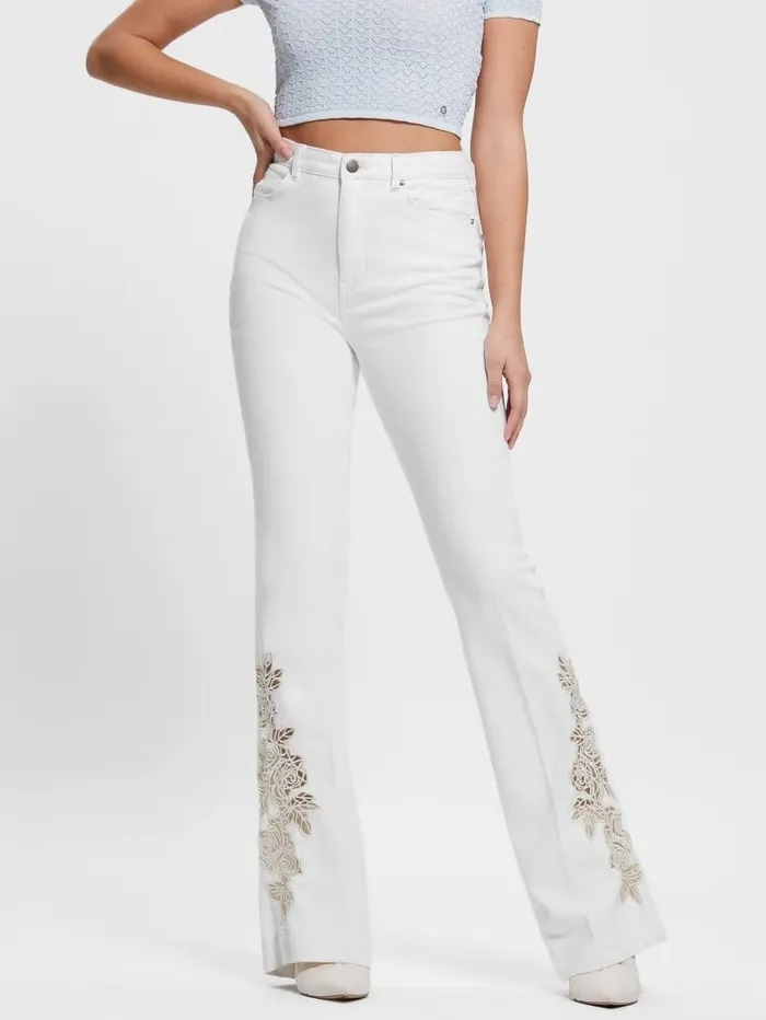 Women Pop 821770s Floral Applique Flared Jeans Passionates Jeans and Denim GUESS Women Pop 821770s Floral Applique Flared Jeans Passionates Jeans and Denim GUESS