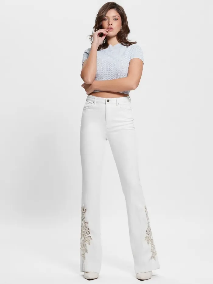 Women Pop 821770s Floral Applique Flared Jeans Passionates Jeans and Denim GUESS Women Pop 821770s Floral Applique Flared Jeans Passionates Jeans and Denim GUESS