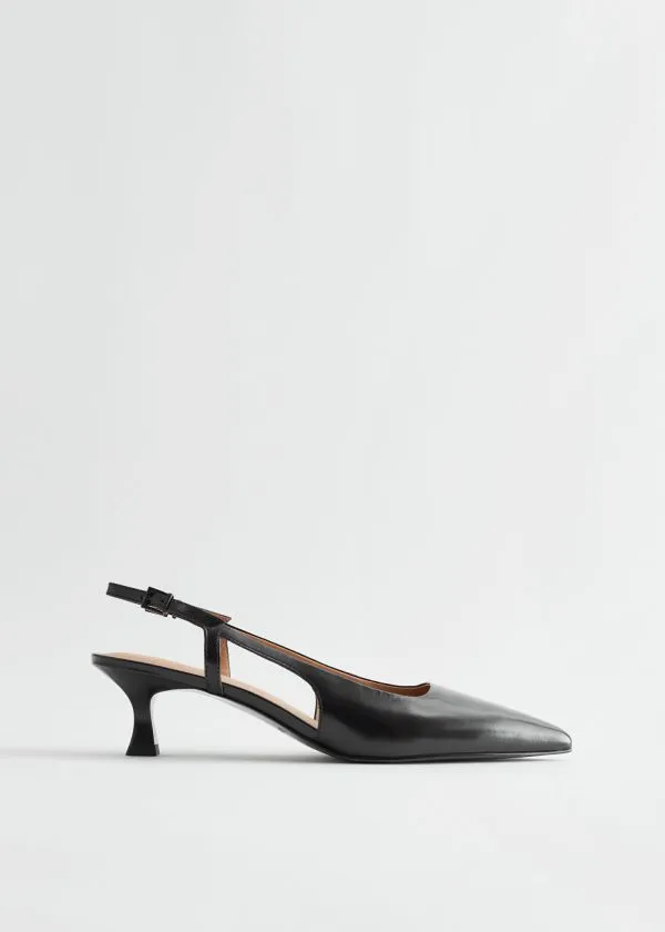 Women Pumps and Other Stories Slingback Leather Pumps Black
